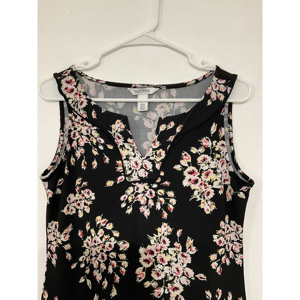 WHBM Floral V-Neck Dress Sleeveless Pleated Ruffle Hem Size Small - Picture 4 of 6